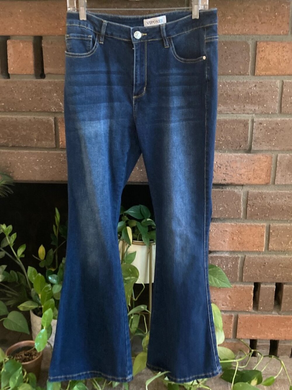 VIPONES Jeans / Bell Bottom High Waisted Flare / Stretchy Denim / Size 10